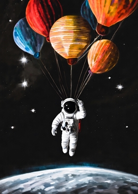 El astronauta y los globos