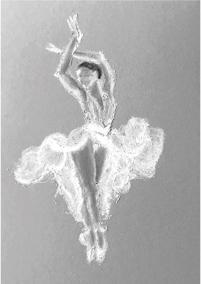 Ballet danseres krijt tekening