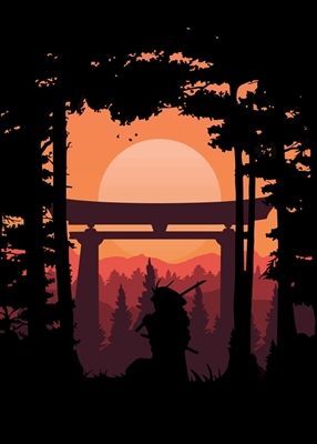 Samurai Japanin siluetti