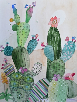 Kaktus kvetoucí v poušti