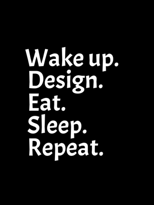 Våkn opp, design, spis søvn 