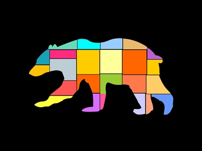Colorful bear in parts 