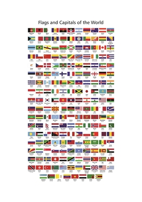 Flagg og hovedsteder i verden