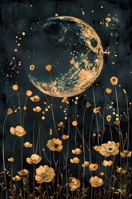 Luz de luna y campos dorados