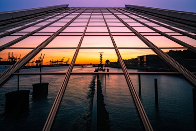Dockland ved solnedgang