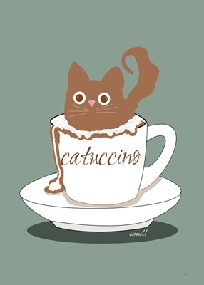Gato En Una Taza De Cappuccino