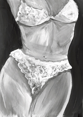 Nainen alusvaatemaalauksessa 