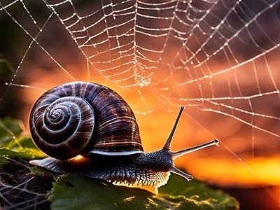 Snail and spider web