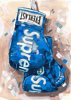 Arte de los guantes de boxeo azules