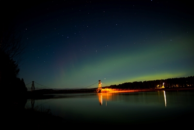 L'aurora boreale sul ponte del Mare del Nord
