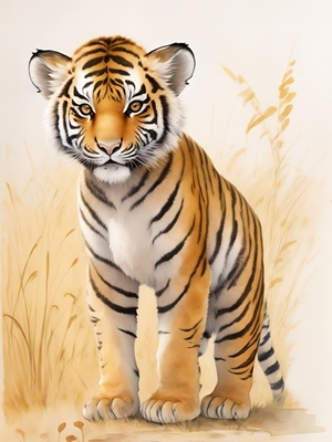 Een zeer jonge tijger