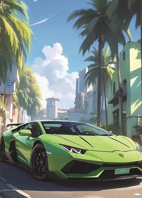 Město a Lamborghini