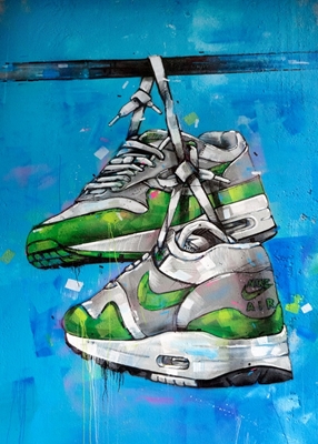 Air Max 1 grønn graffiti