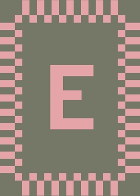 Litera E w kolorach różowym