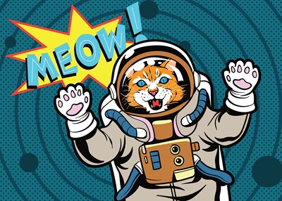 Słodki kot jak astronot