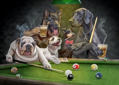 Dog Playing Billiards