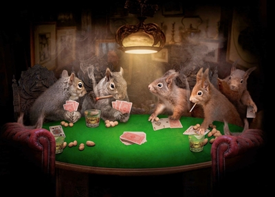 Eekhoorns die Poker spelen