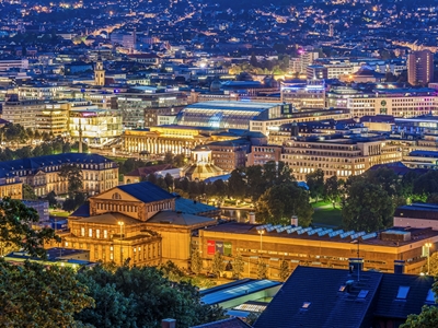 Cityscape Stuttgart at night