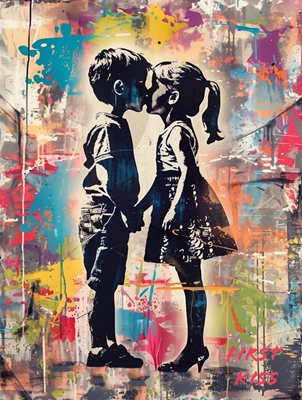 Der erste Kuss | Banksy Stil