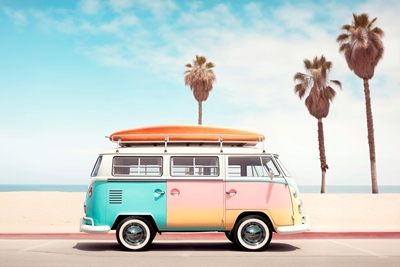 VW Van na pláži