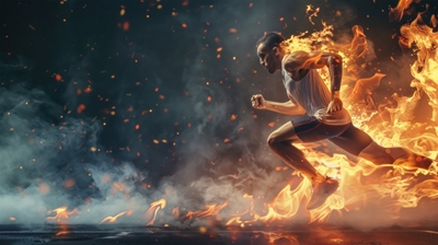 Muž Sportovec s ohněm