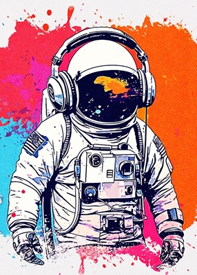 Painting Astronaut Colorful 