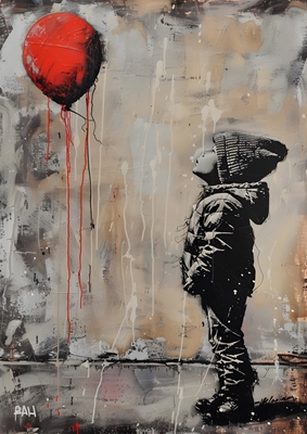 Lille dreng rød ballon 