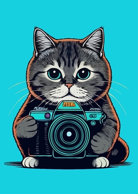 Gattino che tiene la macchina fotografica