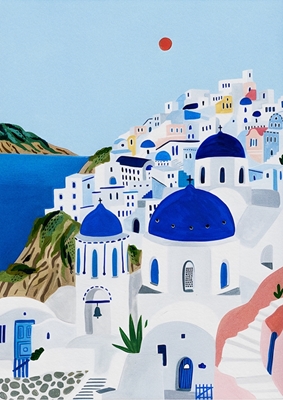 Santorini Grekland Art Print