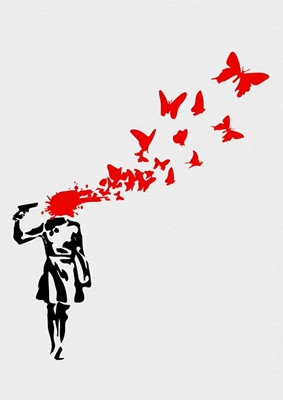 Banksy pige sommerfugl lærred
