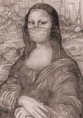 Mona Lisa avec un masque facial