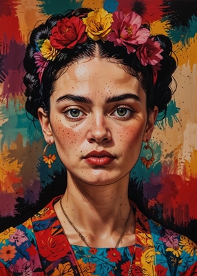Abstrato colorido Frida Kahlo