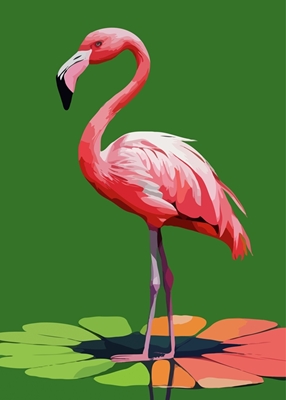 Flamingo em Lotus Leaf