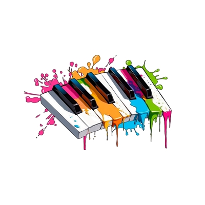 Design com chave de piano colorida
