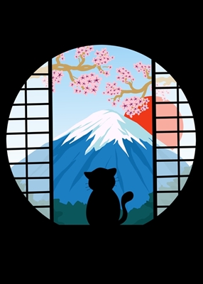 Cat in mountain fuji
