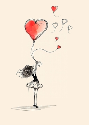 Menina com balão de coração V