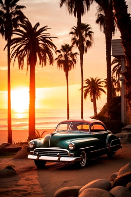 Pacific Sunset Retro Car