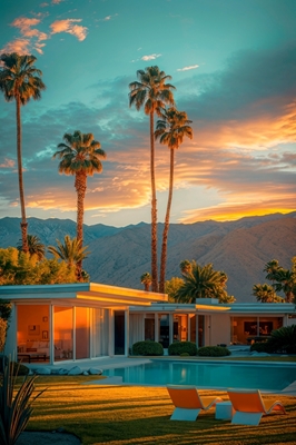 Pôr-do-sol dourado de Palm Springs