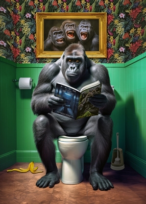 Gorille sur les toilettes