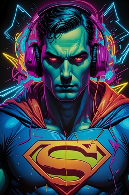 Superman in koptelefoon