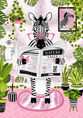 Zebra on Toilet Print