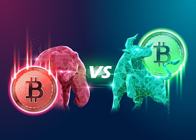 Tjur och björn Cyripto Bitcoin