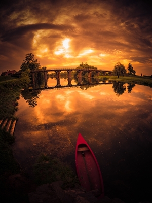Red Canoe, Wooden Bridge