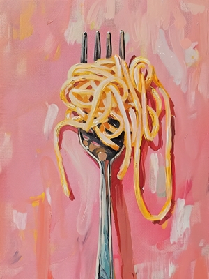 Pintura de tenedor de pasta
