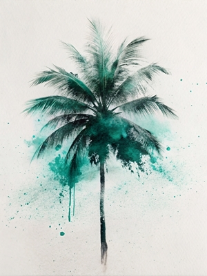 Tropical Palm Tree in Teal