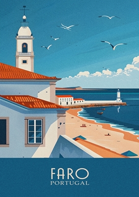 Affiche de voyage de la ville de Faro