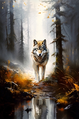 Lobo na floresta