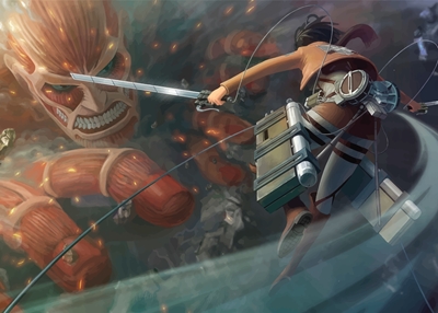 Mikasa angreb på Titan