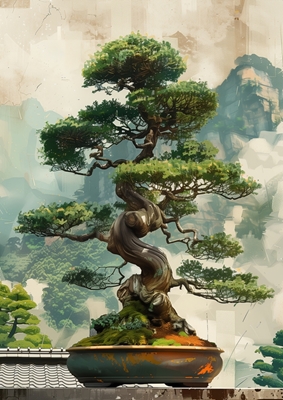 Ilustração da árvore de Bonsai 