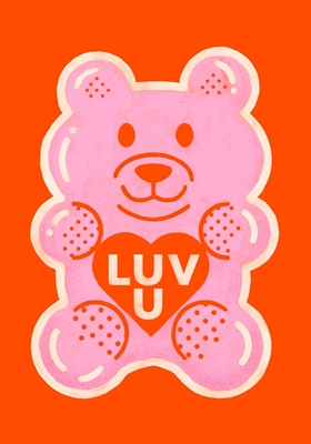 LUV U lyserød bjørn
